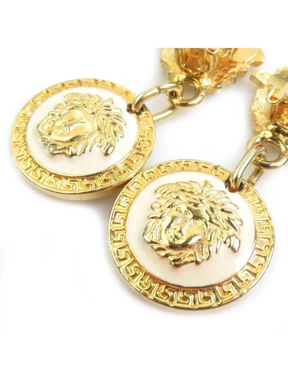 Auth Versace Medusa Earrings Gold/Black #302695V21B